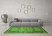 Machine Washable Persian Green Traditional Area Rugs in a Living Room,, wshtr501grn