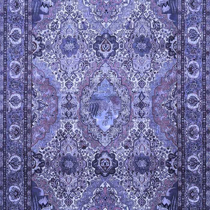Machine Washable Persian Blue Traditional Rug, wshtr501blu