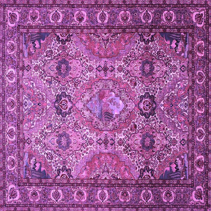 Square Machine Washable Persian Purple Traditional Area Rugs, wshtr501pur
