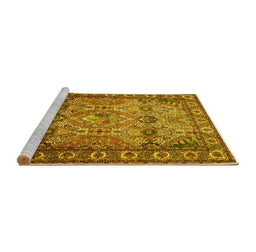 Sideview of Machine Washable Persian Yellow Traditional Rug, wshtr501yw