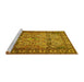 Sideview of Machine Washable Persian Yellow Traditional Rug, wshtr501yw