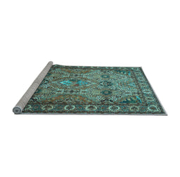 Sideview of Machine Washable Persian Light Blue Traditional Rug, wshtr501lblu