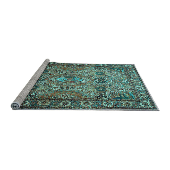 Sideview of Machine Washable Persian Light Blue Traditional Rug, wshtr501lblu
