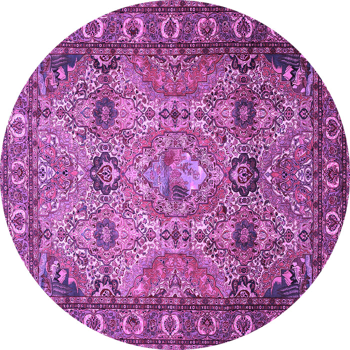 Round Persian Purple Traditional Rug, tr501pur