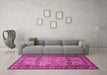 Machine Washable Persian Pink Traditional Rug in a Living Room, wshtr501pnk