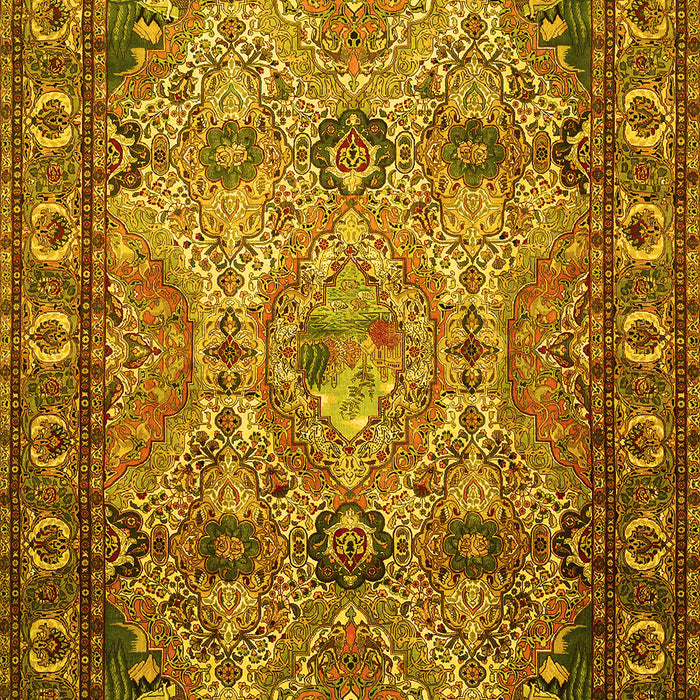 Machine Washable Persian Yellow Traditional Rug, wshtr501yw