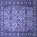 Square Machine Washable Persian Blue Traditional Rug, wshtr501blu