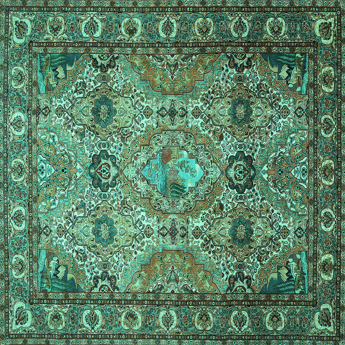 Square Persian Turquoise Traditional Rug, tr501turq