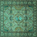 Square Persian Turquoise Traditional Rug, tr501turq