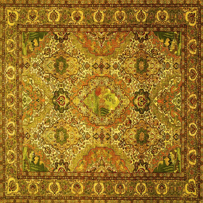 Square Persian Yellow Traditional Rug, tr501yw
