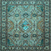 Square Machine Washable Persian Light Blue Traditional Rug, wshtr501lblu