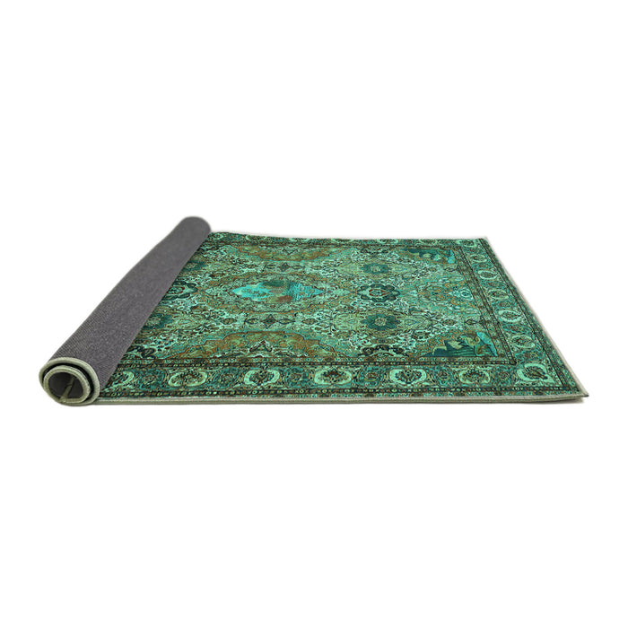 Sideview of Persian Turquoise Traditional Rug, tr501turq