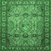 Square Machine Washable Persian Emerald Green Traditional Area Rugs, wshtr501emgrn