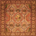 Round Machine Washable Persian Orange Traditional Area Rugs, wshtr501org