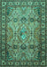 Machine Washable Persian Turquoise Traditional Area Rugs, wshtr501turq