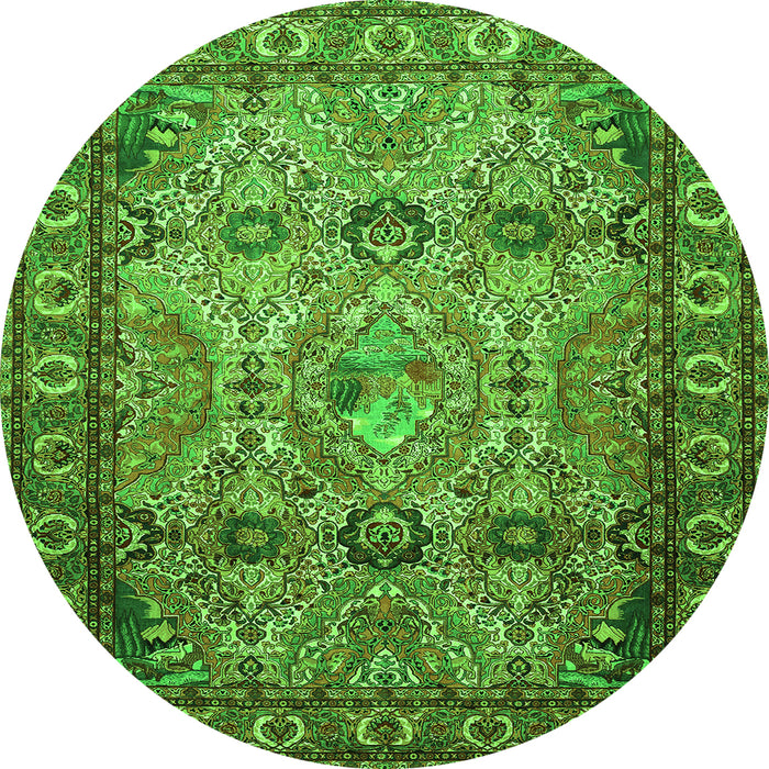 Machine Washable Persian Green Traditional Area Rugs, wshtr501grn