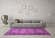 Machine Washable Persian Purple Traditional Area Rugs in a Living Room, wshtr501pur