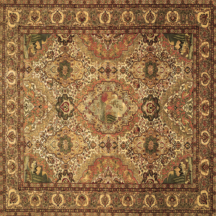 Square Machine Washable Persian Brown Traditional Rug, wshtr501brn