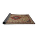 Sideview of Traditional Brownish Green Medallion Rug, tr502