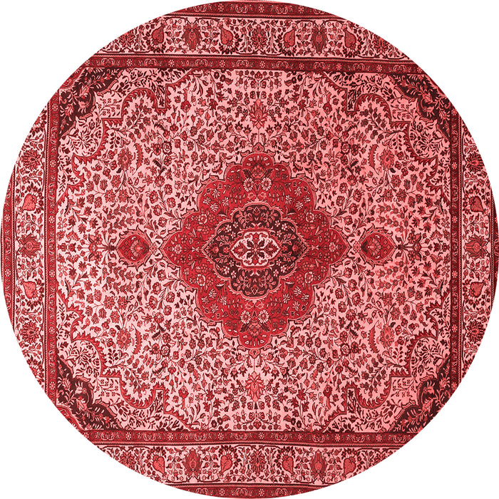 Machine Washable Medallion Red Traditional Rug, wshtr502red