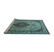 Sideview of Machine Washable Medallion Light Blue Traditional Rug, wshtr502lblu