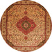 Machine Washable Medallion Orange Traditional Area Rugs, wshtr502org