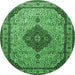 Round Medallion Emerald Green Traditional Rug, tr502emgrn