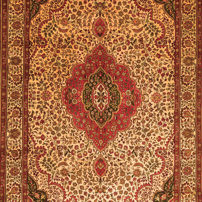 Serging Thickness of Machine Washable Medallion Orange Traditional Area Rugs, wshtr502org