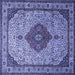 Square Medallion Blue Traditional Rug, tr502blu