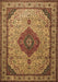 Machine Washable Medallion Brown Traditional Rug, wshtr502brn