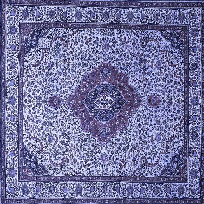 Square Machine Washable Medallion Blue Traditional Rug, wshtr502blu