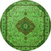 Machine Washable Medallion Green Traditional Area Rugs, wshtr502grn