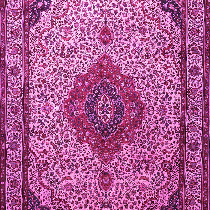 Machine Washable Medallion Pink Traditional Rug, wshtr502pnk