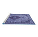 Sideview of Machine Washable Medallion Blue Traditional Rug, wshtr502blu