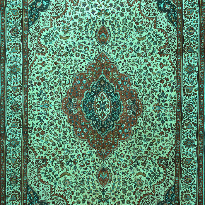 Machine Washable Medallion Turquoise Traditional Area Rugs, wshtr502turq