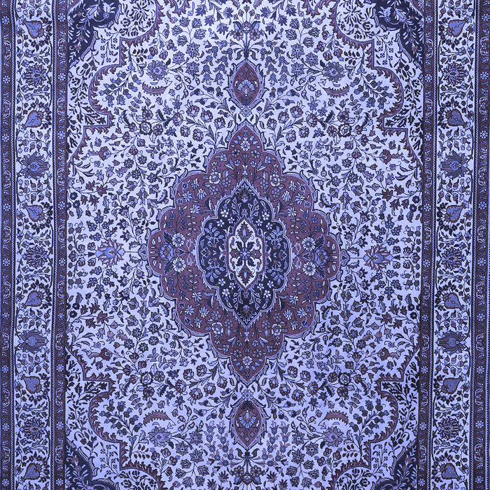 Machine Washable Medallion Blue Traditional Rug, wshtr502blu