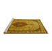 Sideview of Machine Washable Medallion Yellow Traditional Rug, wshtr502yw