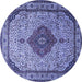 Round Medallion Blue Traditional Rug, tr502blu