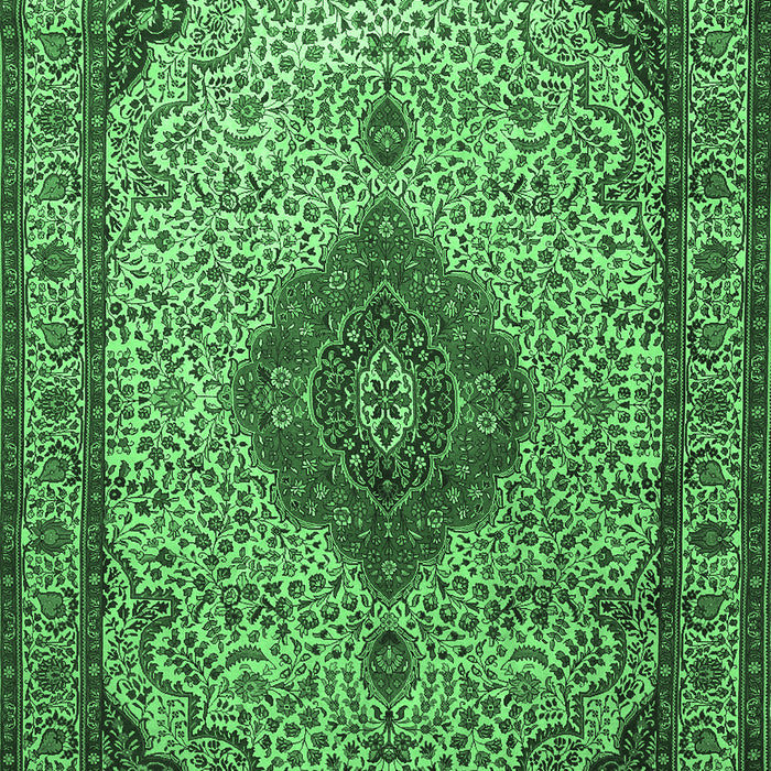 Machine Washable Medallion Emerald Green Traditional Area Rugs, wshtr502emgrn