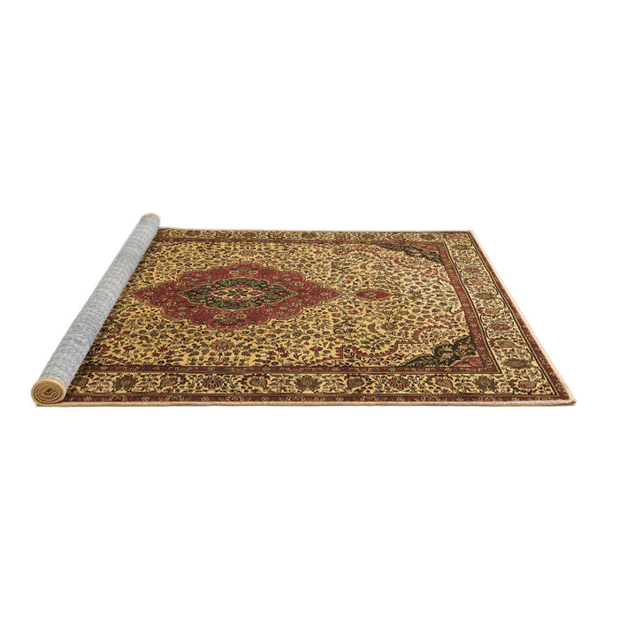 Sideview of Machine Washable Medallion Brown Traditional Rug, wshtr502brn