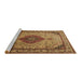 Sideview of Machine Washable Medallion Brown Traditional Rug, wshtr502brn