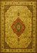 Machine Washable Medallion Yellow Traditional Rug, wshtr502yw