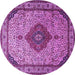 Round Medallion Purple Traditional Rug, tr502pur