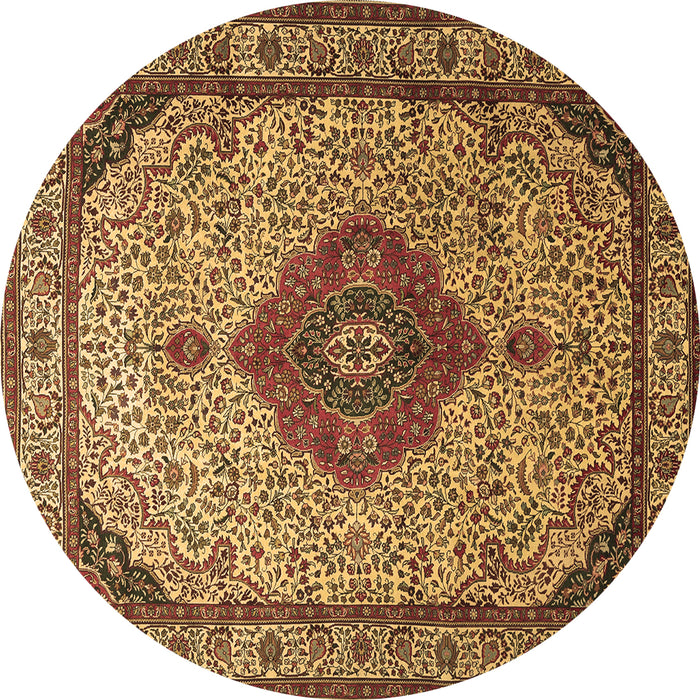 Round Medallion Brown Traditional Rug, tr502brn