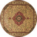 Round Medallion Brown Traditional Rug, tr502brn