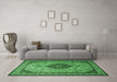 Machine Washable Medallion Emerald Green Traditional Area Rugs in a Living Room,, wshtr502emgrn