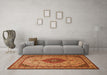 Machine Washable Medallion Orange Traditional Area Rugs in a Living Room, wshtr502org