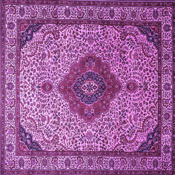 Square Machine Washable Medallion Purple Traditional Area Rugs, wshtr502pur