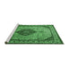 Sideview of Machine Washable Medallion Emerald Green Traditional Area Rugs, wshtr502emgrn