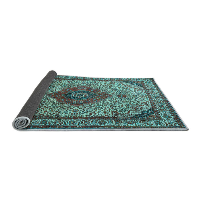 Sideview of Medallion Light Blue Traditional Rug, tr502lblu